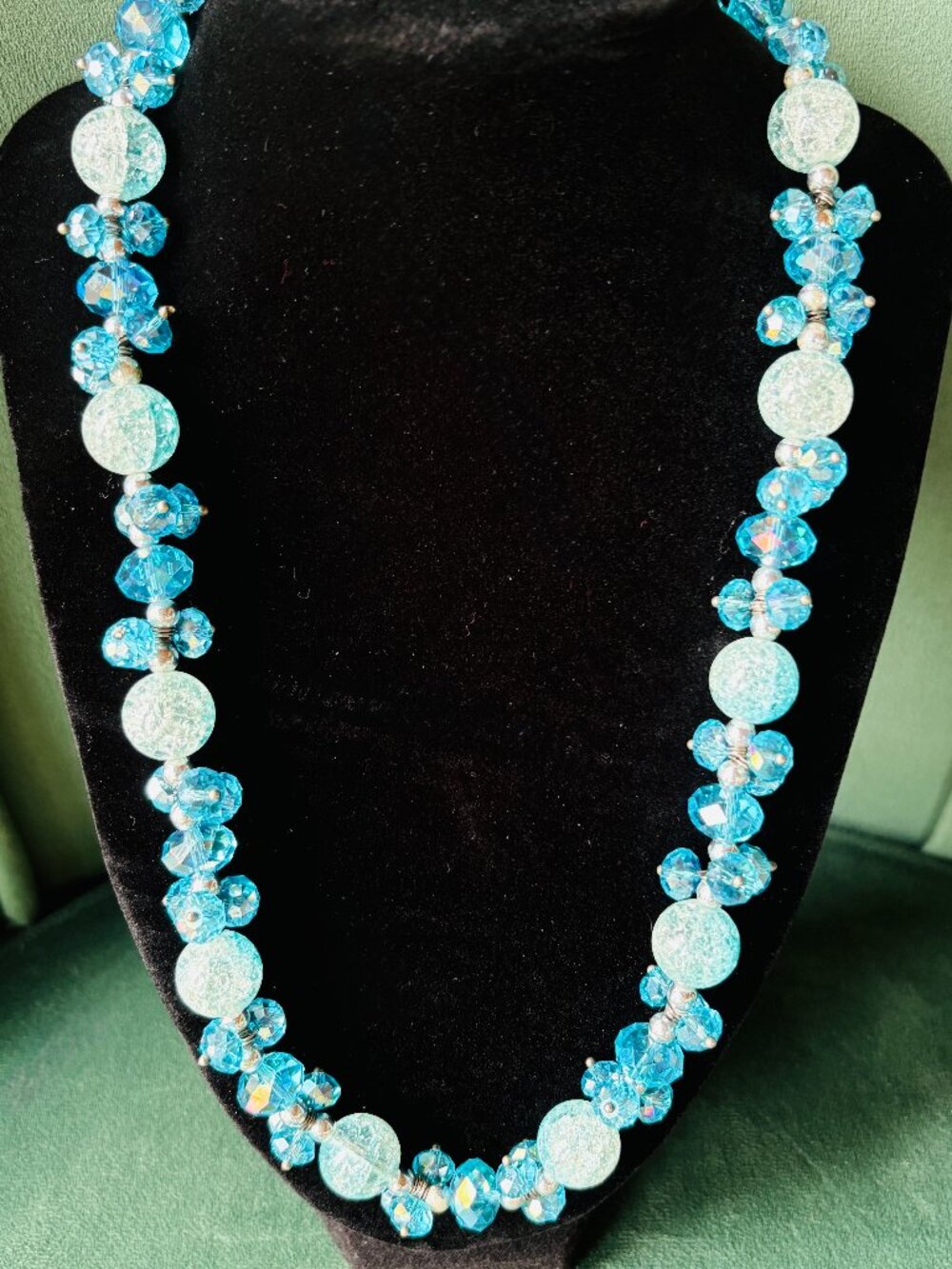 Vintage Blue Glass Colorful Necklace